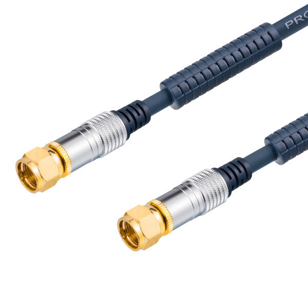 7,5 m Home Cinema F-connection cable with 2x ferrite core BLACK