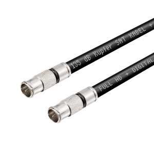 2 m SAT connection cable with 2 x nickel-plated full-metal F-quick-fix plug BLACK