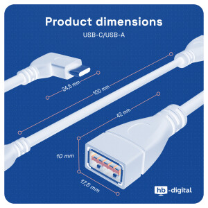 USB C Adapter 3.0, Angle Adapter 90° USB C Male to USB A Female 16,5cm Cable