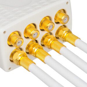 10m - 500m Câble coaxial HQ 135dB 4-fois acier cuivre blanc + F-Connecteurs