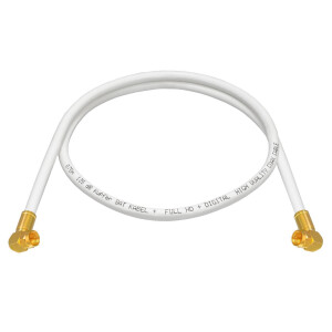 5 m SAT connection cable 135dB 5-fold shielded pure copper with 2 x angle compression plugs WHITE