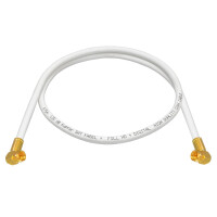 20 m SAT connection cable 135dB 5-fold shielded pure copper with 2 x angle compression plugs WHITE