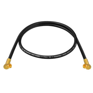 10 m SAT connection cable 135dB 5-fold shielded pure copper with 2 x angle compression plugs BLACK