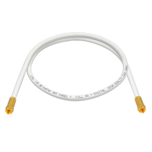 15 m SAT connection cable 135dB 5-fold shielded pure copper with compression plugs gold plated WHITE