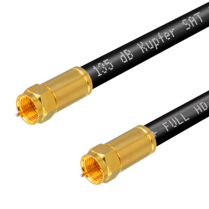 3 m SAT Anschluss Kabel 135dB 5-Fach geschirmt Reines Kupfer mit Kompressionssteckern vergoldet SCHWARZ