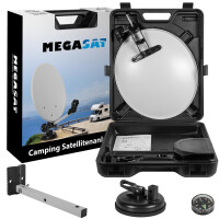 Sat Anlage Megasat für Camping im Koffer + Red Opticum Single LNB + 3,5m Anschlusskabel