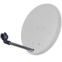 SET Satellite dish 40cm steel light grey + Single LNB hb-digital UHD 101W white + 15m connection cable white