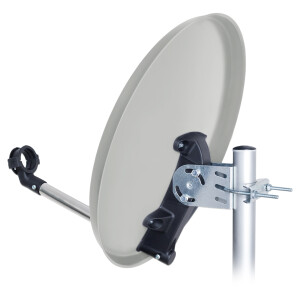 SET Satellitenschüssel 40cm Stahl hellgrau + Single LNB Red Opticum LSP-02G weiß + 15m Anschlusskabel weiß
