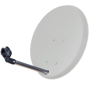 SET Satellite dish 40cm steel light grey + Single LNB Fuba DEK 106 + 5m connection cable white