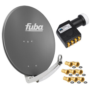 Sat Anlage SET Satellitenschüssel Fuba DAA 780 78cm Aluminium anthrazit mit LNB Octo hb-digital UHD 808 S