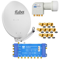 Satellite System SET Satellite dish Fuba DAA 780 78cm Aluminium signal grey with Multiswitch MS 5/8 incl. LNB Quattro hb-digital UHD 414 W