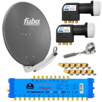 Satellite system SET Satellite dish Fuba DAA 780 78cm Aluminium anthracite with Multiswitch MS 9/16 incl. 2x LNB Quattro hb-digital UHD 414 S