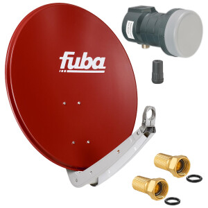 Système satellite SET antenne parabolique Fuba DAA 650 65cm rouge brique avec LNB simple Fuba DEK 117