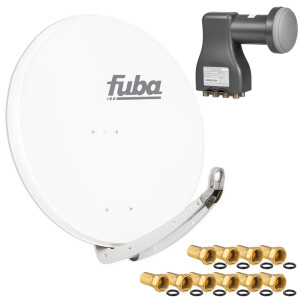 Sat Anlage SET Satellitenschüssel Fuba DAA 850 85cm weiß mit LNB Octo Fuba DEK 817