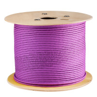 Bobine de cable ethernet CAT 7a 100m Duplex max. 1200 MHz S/FTP LSZH (2x8 fils) violet