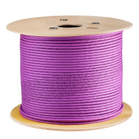 Bobine de cable ethernet CAT 7a 500m Duplex max. 1200 MHz S/FTP LSZH (2x8 fils) violet