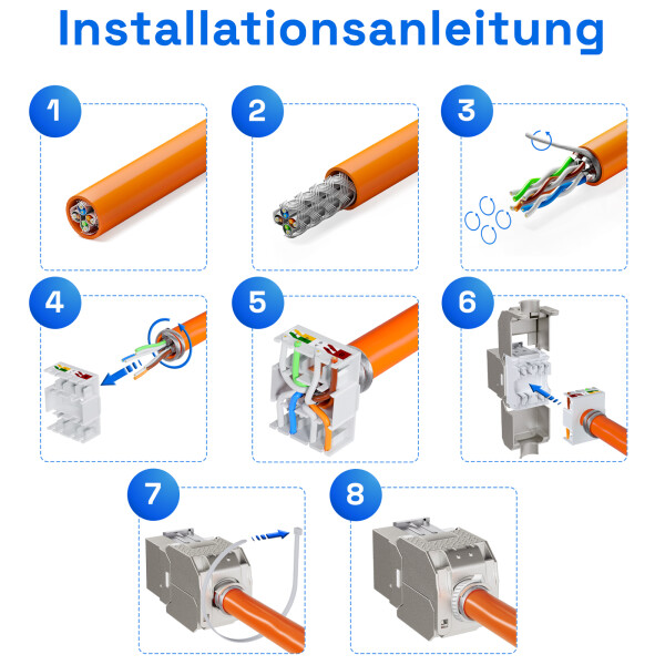 Cat7 Keystone Jack Modul Cat.7 RJ45 STP werkzeuglos Netzwerk Adapter Buchse  LAN