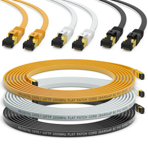Cable rj45 plat patch cable CAT 8.1 U/FTP PVC RJ45 40Gbps 2000 MHz Cuivre pur