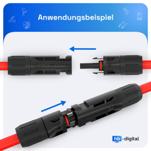 20m Solar Verlängerungskabel 6mm² Kabel für PV Anlagen mit Stecker rot