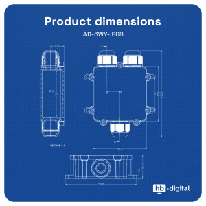 Abzweigdose wasserdicht IP68 3 Wege Typ Y Installationsdose