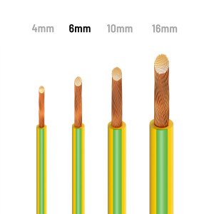 Câble de mise à la terre H07V-K en PVC 6mm² - Fil électrique souple vert-jaune pour installations PV 100m