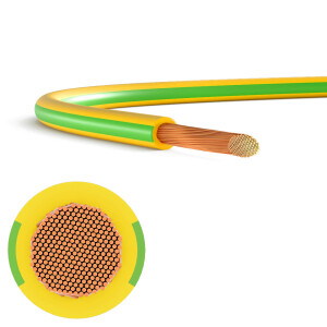 Câble de mise à la terre H07V-K en PVC 6mm² - Fil électrique souple vert-jaune pour installations PV 100m