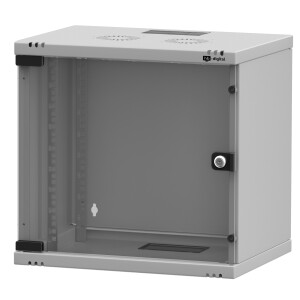 Network cabinet 19 inch 9U wall-mounted housing light grey