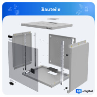 Netzwerkschrank 19 Zoll 9HE Wandgehäuse hellgrau