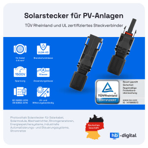 Connecteurs solaires 1500V IP68 pour câble solaire...