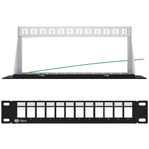 Patchpanel 10 zoll / Patchfeld 12-Port für Keystone Module schwarz