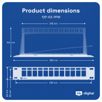 Patchpanel 10 zoll / Patchfeld 12-Port für Keystone Module schwarz