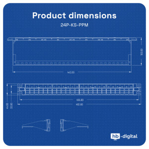 Patchpanel 24-Port mit Cat.6a RJ45 Keystone Module 19" Patchfeld 1HE