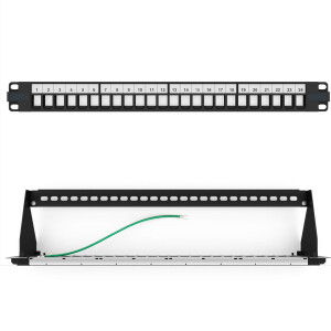 Patchpanel 24-Port mit Cat.6a RJ45 Keystone Module 19" Patchfeld 1HE