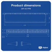 Patch panel 24-port with Cat.6a RJ45 Keystone modules 19" patch panel 1U