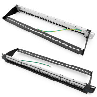 Patch panel 24-port with Cat.6a RJ45 Keystone modules 19" patch panel 1U