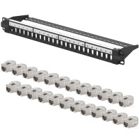 Patchpanel 24-Port mit Cat.8 RJ45 Keystone Module 19" Patchfeld 1HE