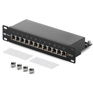 10 inch Patch Panel Cat.6 12-port black