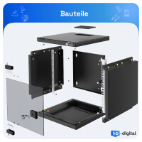 Netzwerkschrank 10 Zoll 9HE Wandgehäuse schwarz