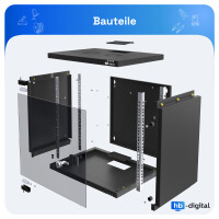 Netzwerkschrank 19 Zoll 4HE Wandgehäuse schwarz