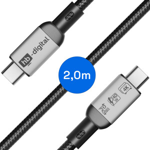 2m USB-C Kabel USB-4 Datenkabel 20Gbps Ladekabel 240W