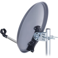 SET Satellitenschüssel 40cm Anthrazit aus Stahl mit SAT-Kabel und LNB