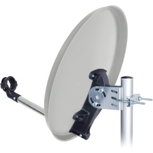 SET Satellitenschüssel 40cm Hellgrau aus Stahl mit SAT-Kabel und LNB