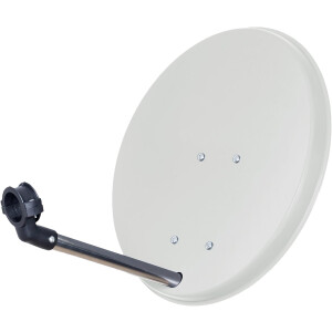 SET satellite dish 40cm light grey steel with SAT cable and LNB
