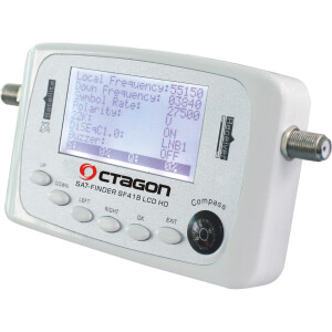 Satfinder Digital Octagon SF-418 mit LCD Display Strom Adapter eingebauter Kompass Ton weiß