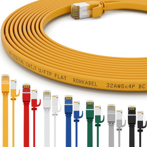 30m flat cable CAT 7 raw cable patch cable RJ45 yellow 10Gbit/s U