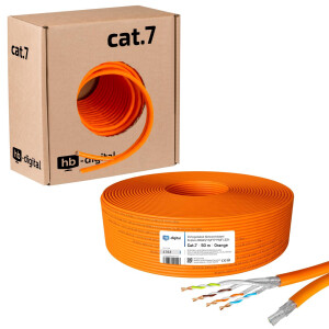Câble ethernet cat 7 50m Duplex Câble réseau CAT 7 max. 1000 MHz S/FTP LSZH AWG23 (2x8 fils) orange