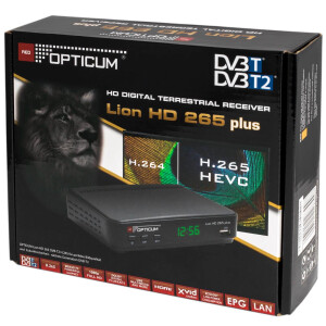 DVB-T2 Complet Hd TV Récepteur Terrestre Rouge Opticum Lion H 265 Plus Hevc HDMI