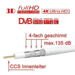 25m - 50m Koaxialkabel Anaconda 135dB 4-Fach geschirmt...